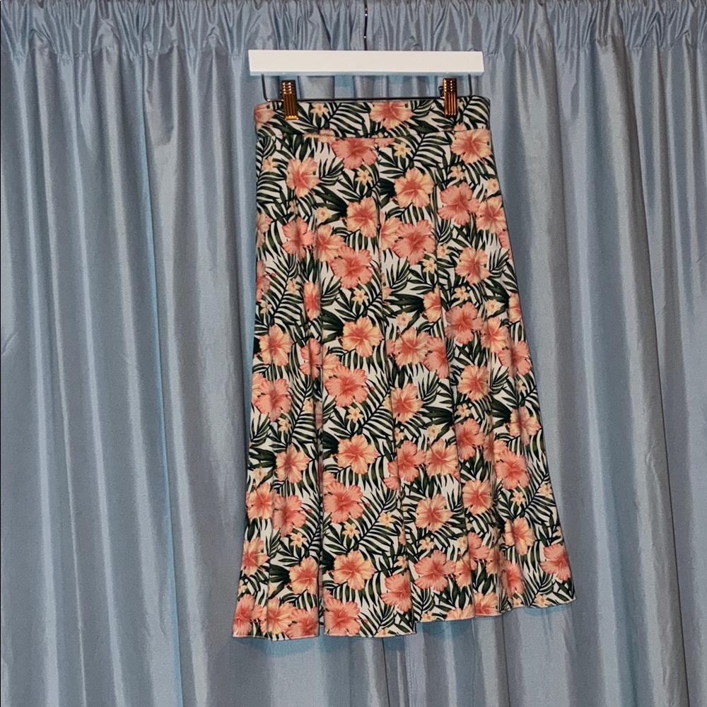 Floral A-Line Skirt - Pink and Green
